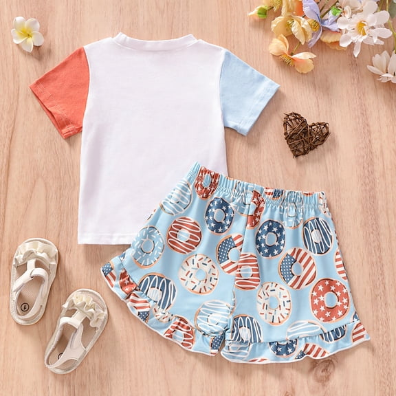 Vedolay Two Piece Sets For Girls Girl Shorts Set Kids Summer Short Sleeve Shirt and Shorts 2pcs Clothing Set,Blue 2-3 Years