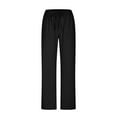thumbnail image 4 of LEBONYARD Womens Pants Plus Size,Womens Pants Elastic Waist,Women's Spring and Solid Color Elastic Waist Cotton Linen Versatile Straight Tube Casual Wide Leg Pants Black XXL, 4 of 6