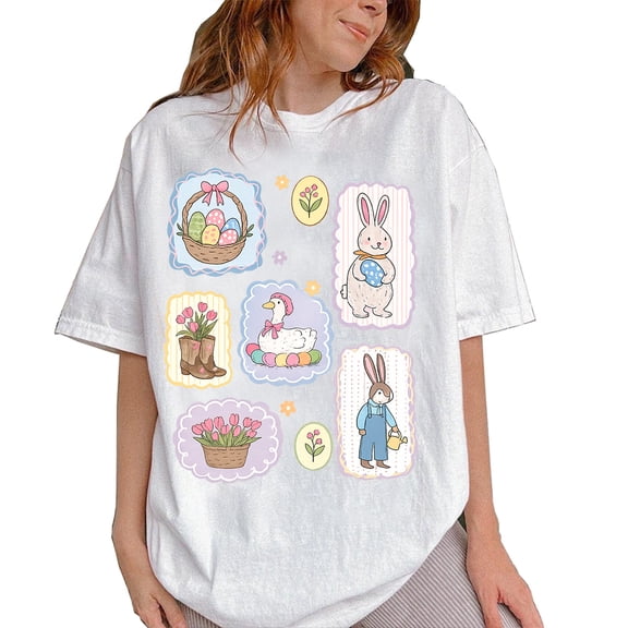 Easter Stamp T-Shirt – Happy Easter Day Spring Graphic Tee, Easter Bunny Christian Shirt, Festive Holiday Gift for Men & Women