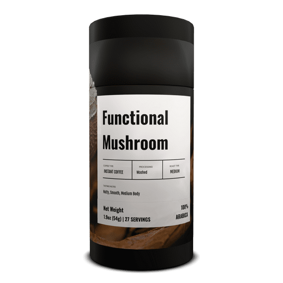 Mikos Java House Instant Mushroom Coffee, PNG Arabica with Lion's Mane & Chaga, Medium Roast, Freeze Dried, 1.6 oz Tube (27 Servings)