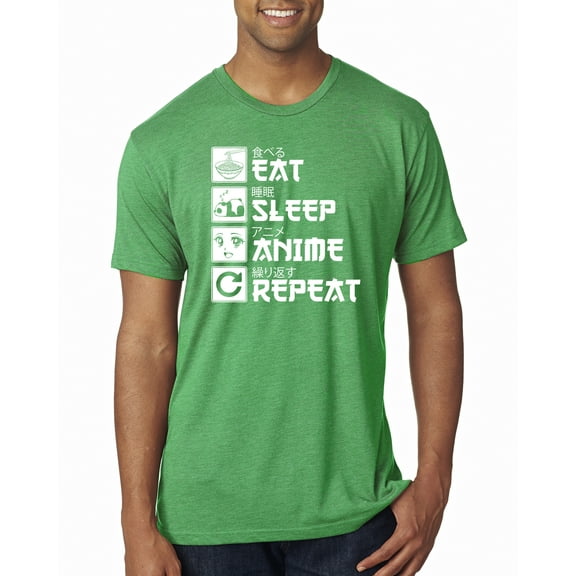 Wild Bobby, Eat Sleep Anime Repeat, Anime, Men Premium Tri Blend Tee, Envy, Small