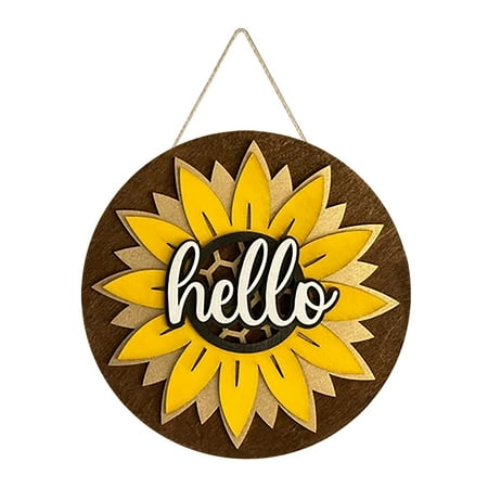 

Veki Summer Decorative House Number Pendant Welcome Farmhouse Round Hanging Sign Stained Glass Window Hangings Small
