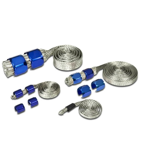 DNA Motoring BH-BL BRAIDED STAINLESS STEEL VACUUM/FUEL/RADIATOR/OIL LINE DRESS-UP HOSE COVER BLUE