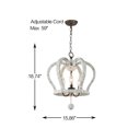 thumbnail image 5 of TOMIYA Wood Farmhouse Chandelier Distressed White Crown French Country 3-Light Pendant Light, 5 of 8