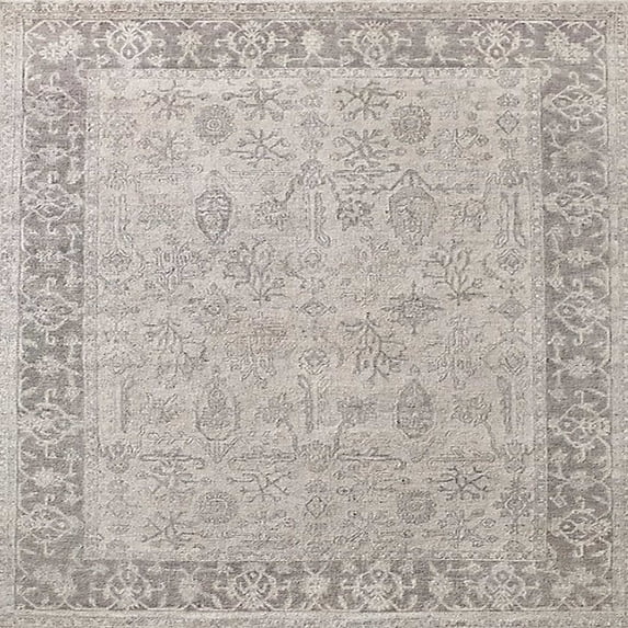 Ahgly Company Indoor Square Mid-Century Modern Desert Sand Beige Oriental Area Rugs, 8' Square