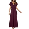thumbnail image 2 of Baikeli Sale Dresses for Women Women's Solid Color Sleeveless Long Skirt with V-Neck Loose Hem Dress Casual Dresses for Women, 2 of 7