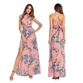 thumbnail image 3 of Mujer Estampado Halter Gasa Sin Espalda Sin Mangas Corbata Maxi Vestido Largo(Rosa/S)-205255.06 Tmvgtek Mujer, 3 of 8