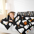thumbnail image 3 of Homewish Classic Spooky Halloween Ghost Queen Comforter Set,Orange Pumpkin Lantern Comforter Sets Queen,Black Reversible,3-Piece,1 Comforter and 2 Pillowcases, 3 of 7