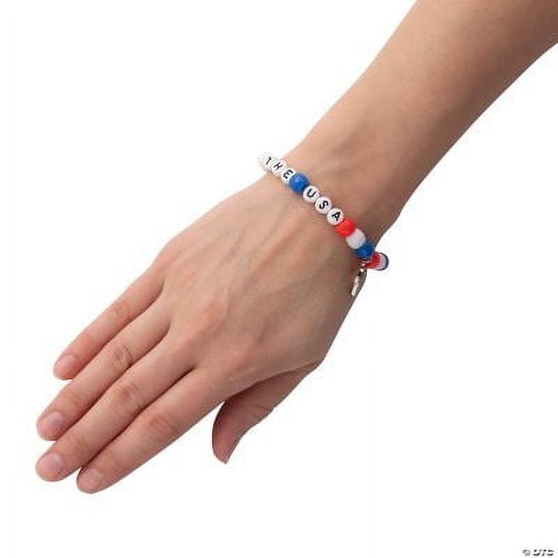 Religious Patriotic Beaded Bracelet Craft Kit - Makes 12, Fourth of July, Craft Kits, 12 Pcs