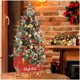 thumbnail image 4 of 3-foot tabletop decorative outdoor potted christmas tree con 78 LED lights, red berries, christmas snow cart base, y battery power, 4 of 6