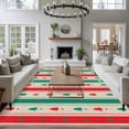 thumbnail image 3 of 5'x8' Area Rugs, Red Green Striped Christmas Indoor Outdoor Area Rug for Living Room Bedroom, Xmas Tree Snowflake Rustic Washable Bathroom Rugs Kitchen Floor Carpet Mats Home Decor Aesthetic, 3 of 8
