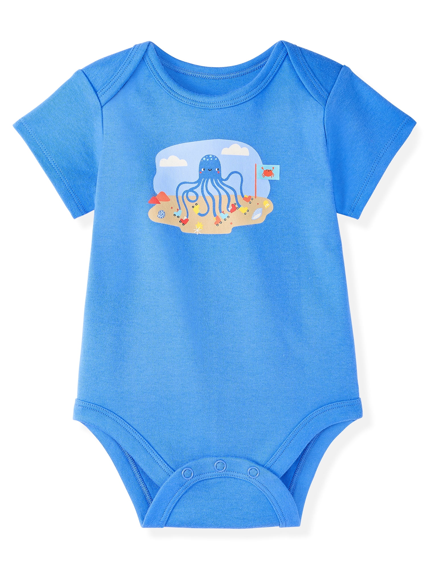 Garanimals Newborn & Baby Boy Cotton Lap-Shoulder Short-Sleeve Bodysuits, 4-Pack, Sizes 0–24M