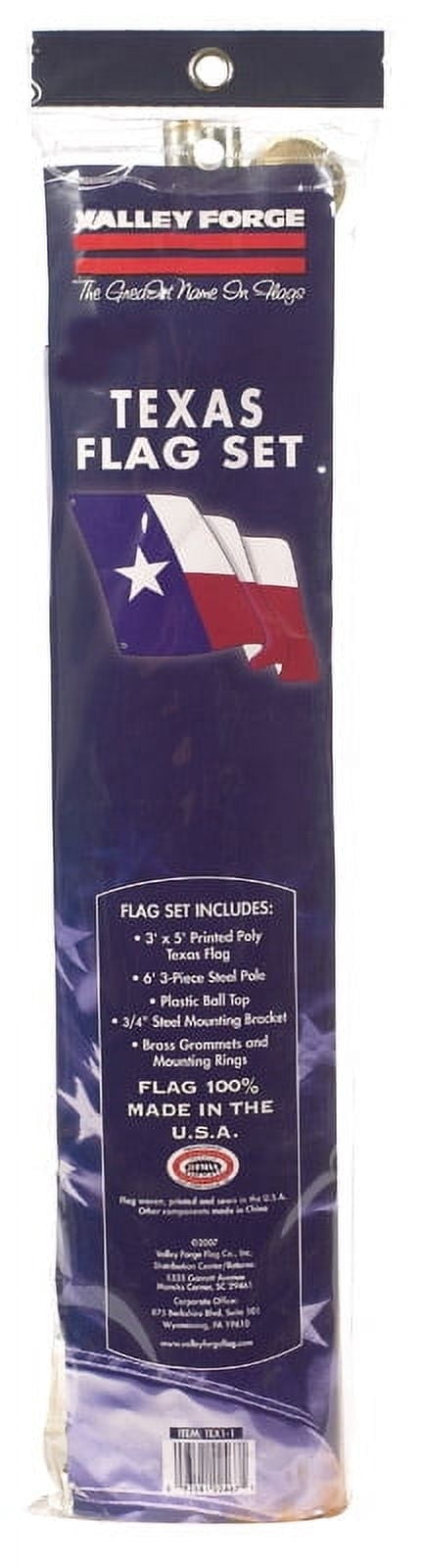 Valley Forge Texas Flag Kit - Outdoor Flag, Polyester, Holiday Theme - 36 in. H x 60 in. W — Residential Use, Standard Application
