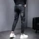 thumbnail image 4 of Pantalones vaqueros ajustados para hombre, pantalones vaqueros negros, pantalones casuales ajustados, elásticos, ajustados, estilo coreano, diseñador original, tallas XS, 4 of 5