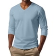 thumbnail image 2 of Busydd Long Sleeve T Shirt Men Casual Solid Color V Neck T Shirts Men Fashion Versatile Comfortable Mens T-Shirts L, 2 of 6