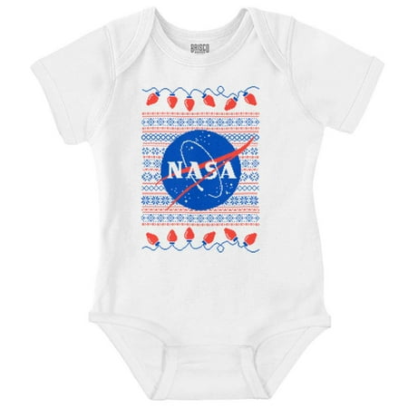 

Ugly Christmas Pattern NASA Logo Romper Boys or Girls Infant Baby Brisco Brands 24M