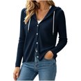 thumbnail image 4 of Vivianyo HD Women's Button‑Front Hooded Cardigan Sweater, Long Sleeve Fall Sweater For Women, Sizes S-2XL, 4 of 9
