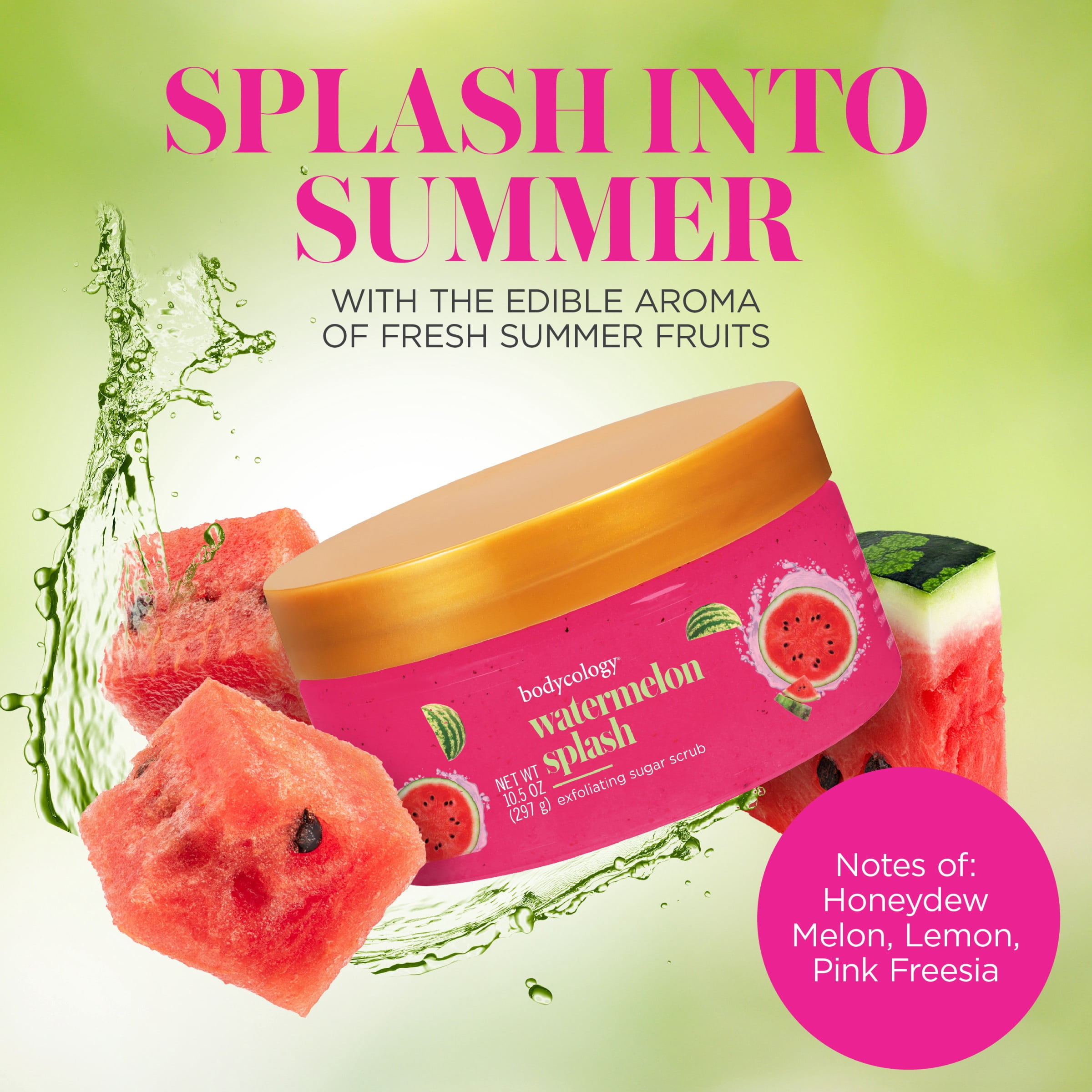 Bodycology Exfoliating Sugar Scrub, Watermelon Splash, 10.5 oz