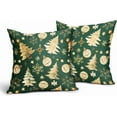 thumbnail image 2 of Christmas Green Pillow Covers 18X18 Inch Gold Xmas Tree Snowflakes Decorative Pillow Cases Set of 2 Winter Holiday Throw Pillows Farmhouse Home Decor for Sofa Couch Cushion Outdoor, 2 of 6