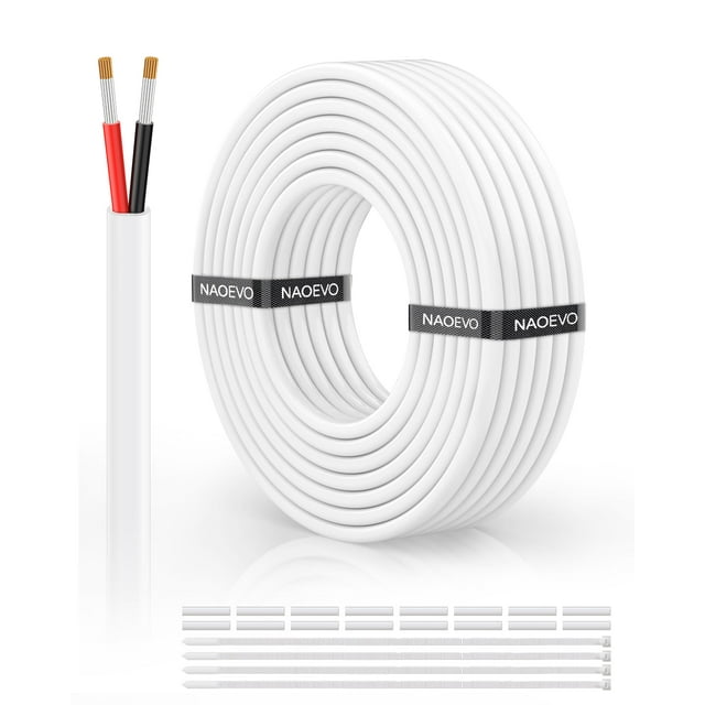 Cable eléctrico NAOEVO, calibre 18, 2 conductores, 30 pies con revestimiento de PVC