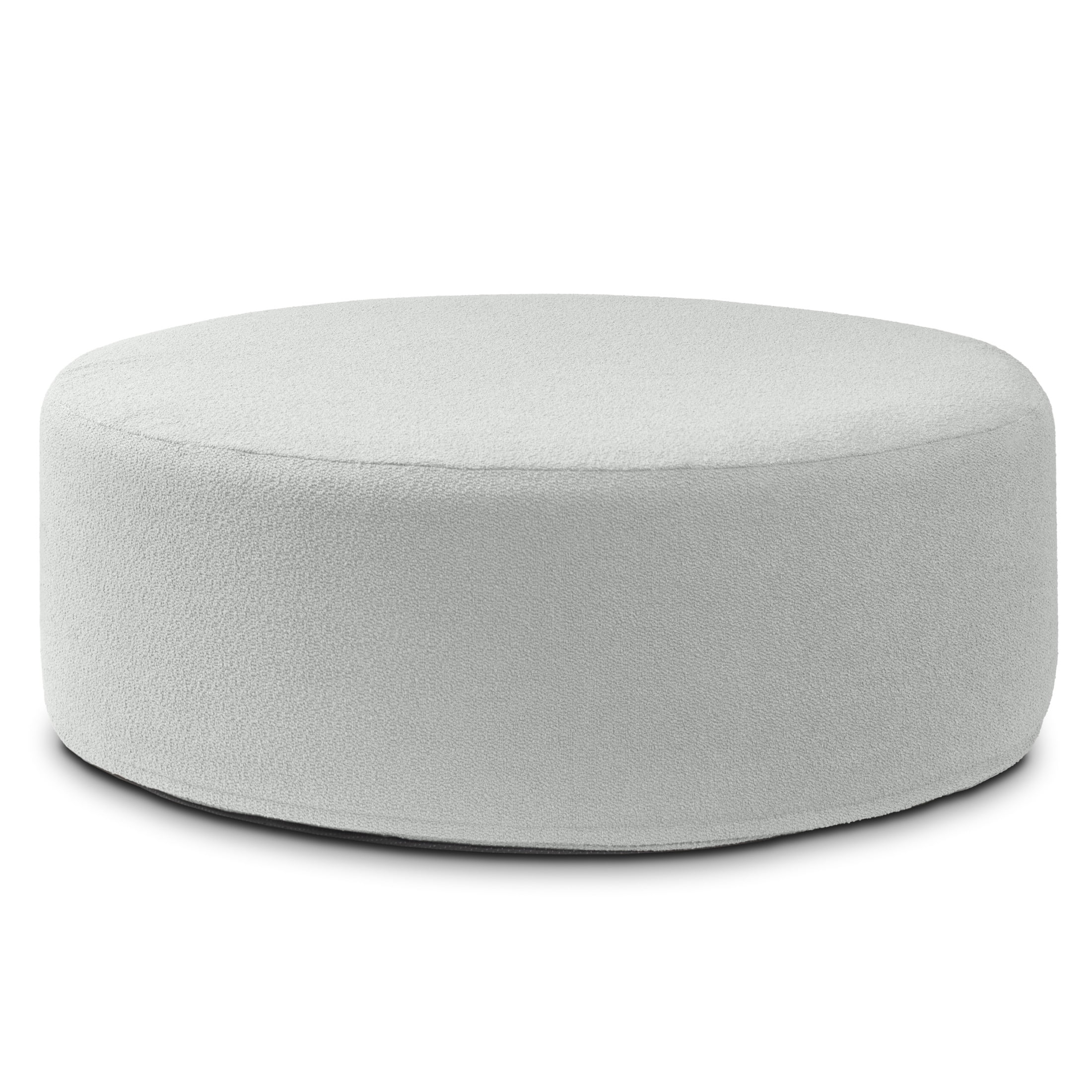 Jaxx Candler Round Coffee Table Ottoman, Oversized, 44-Inch, Boucle Silver