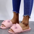 thumbnail image 6 of Risckoth Women's Plush Slide Slippers Butterfly Applique Accent Open Toe Cozy House Shoes, Pink, 6 of 7