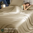 thumbnail image 3 of Sonoro Kate 100% Organic Cooling Bamboo Sheets, Queen Sheet Set 4-Piece with 16" Deep Pocket, Silky Smooth Luxury Bed Sheets, Beige, 3 of 7