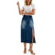 thumbnail image 2 of Falda de mezclilla para mujer INSPIRE CHIC, casual, con abertura lateral, en línea A, ajustada, de cintura alta, faldas de jeans XL, azul oscuro, 2 of 6