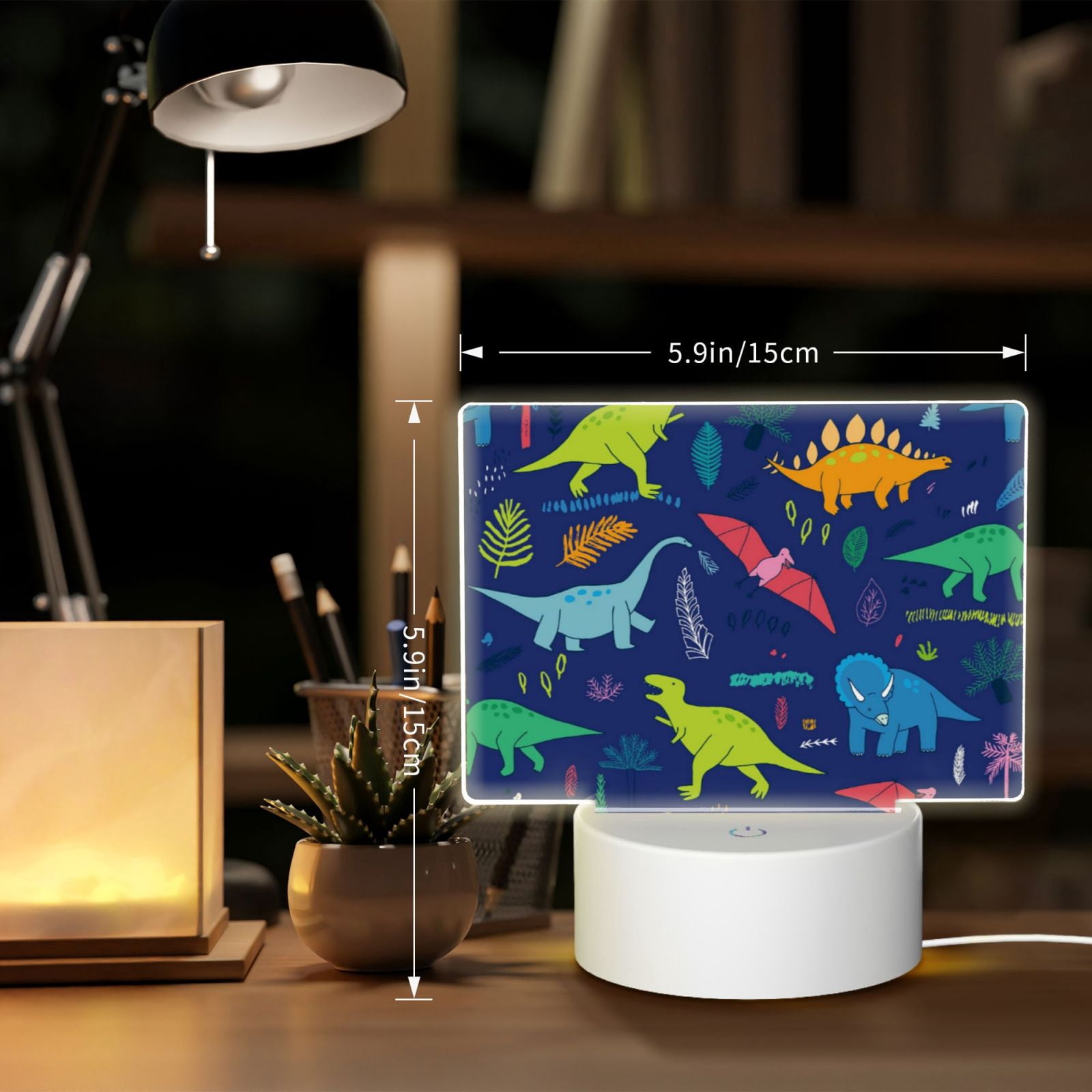 Kdxio Dinosaurs Rectangular Acrylic Night Light Acrylic Sleep Night Light Friend Gifts for Birthday Gifts for Women Teens Boys Girls