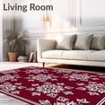 thumbnail image 2 of ODIKA 4'x6' Machine Washable Non-Slip Area Rug, Festive Winter Holiday Elegant Rustic Nordic Snowflake High Traffic Rug, Purple, 621735, 2 of 7