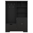 thumbnail image 6 of Barara King Multi-functional Hall Tree with Storage Shelves Drawers and Cabinet, Elegant Hallway Shoe Cabinet with Bench, Modern Coat Rack with Hooks for Hallway Entryways, Black, 6 of 11