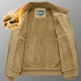 thumbnail image 5 of Fashion YLSDY Men's Washed Cotton Military Jacket Sherpa Lined Utility Jacket Thick Warm Winter Jacket High Neck Padded Velour Jackets Khaki M, 5 of 9