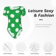 thumbnail image 4 of Saiise Pyjama une-Pièce à Pois Vert et Blanc pour Femme à Manches Courtes, Col Rond, Justaucorps Extensible avec Fermeture à Boutons-Pression - Petit, 4 of 7