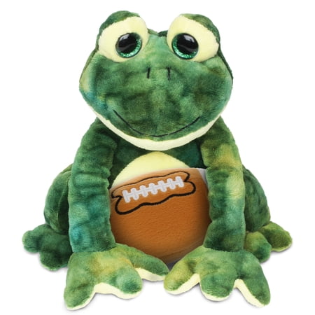 DolliBu Frog Stuffed Animal with Football Plush - Soft Huggable Squat Frog Adorable Playtime Plush Toy Cute Wildlife GiftPlush Doll Animal Toy for Kids and Adults - 10.5 Inch