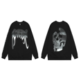 thumbnail image 1 of Sudadera con capucha informal de moda, bordado de venganza, nicho de hueso largo, cabeza de Calavera, estilo americano, ajuste suelto, High StreetNegro 5582, 1 of 3