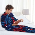 thumbnail image 4 of Wukai Red White Blue Fireworks Men's Long-Sleeve Pajama Set - Comfortable Sleepwear with Button-Down Shirt and Pants-X-Large, 4 of 6