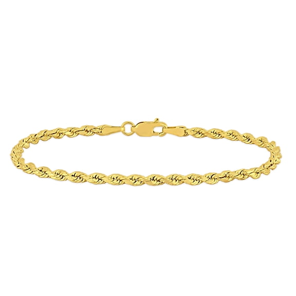 Everly Women's 3mm Fancy-Cut 14k Yellow Gold Rope Chain Bracelet