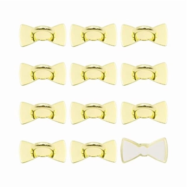wonima44 12 Pcs Gold Phone Charm Hook, Bow Tie Cell Phone Finger Ring, Adhesive Metal Phone Finger Grip Loop Stand