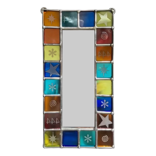 Handmade Stained Glass Photobooth Wall Art Display Unique Copper Frame for Pictures Strips Vertical Memory Light Play