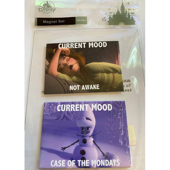 Disney Parks Frozen Anna Not Awake Olaf Current Mood Magnet Set New Sealed