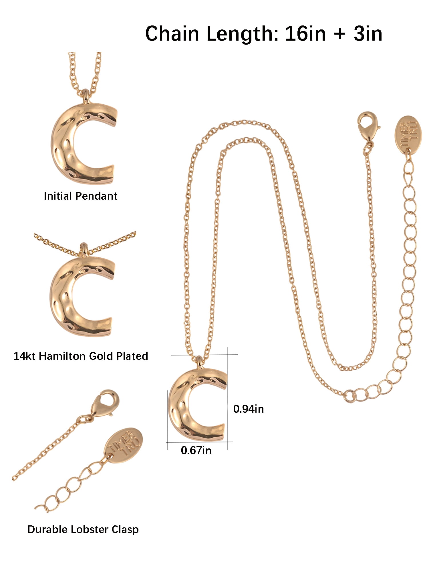 Time and Tru Goldtone Hammered Initial "C" Pendant Necklace