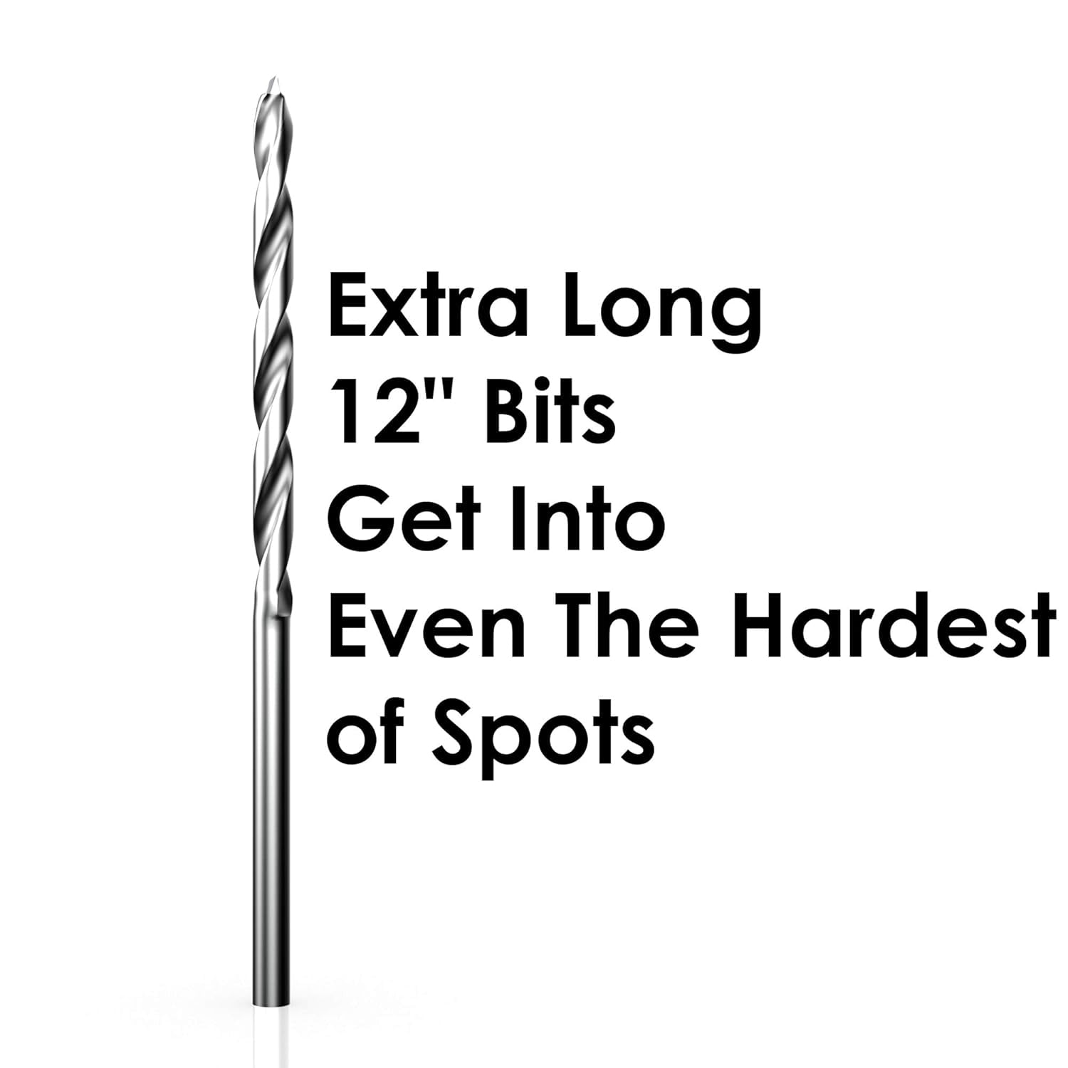 Extra Long 12" Brad Point Drill Bit Set for Wood High-Speed Steel Wood Drill Bits Set Titanium Coated Pack of 10 with Storage Sleeve (10 Pcs Brad Point 12" Long 1/8"-1/2")
