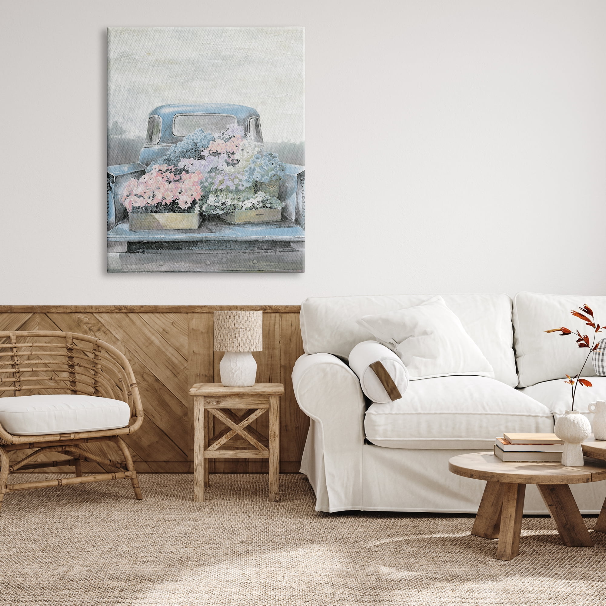 Stupell Industries Varied Floral Blossoms Vintage Countryside Pickup Truck Painting Gallery Wrapped Canvas Print Wall Art, Design by White Ladder