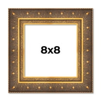 8x8 Frame Vintage Gold Solid Wood Picture Frame | 2.5 Inch Moulding Width | Ornate Bronze Museo