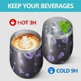 thumbnail image 4 of 12oz Stemless Wine Tumblers Purple Halloween Ghosts Skulls and Bats Vacuum Insulated Stainless Steel Travel Tumbler Cups Mug with Lid and Straw for Champaign,Cocktail,Beer with Cleaning Brush, 4 of 5