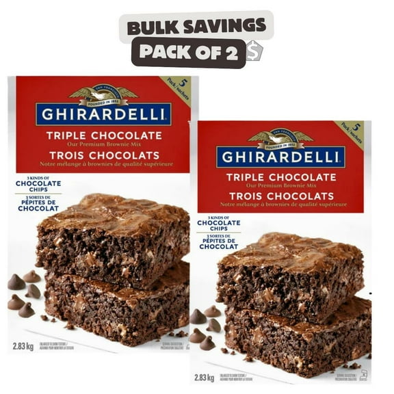 Pack of 2 - Ghirardelli Premium Triple Chocolate Brownie Mix (2.83 kg) each