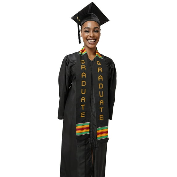 GRADUATE Kente Cloth Graduation Stole / Sash