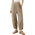 thumbnail image 1 of Pantalones harem holgados de pierna ancha para mujer - Cintura elástica, bolsillos laterales - Informales/playa/yoga - Tallas S-XL, 1 of 4
