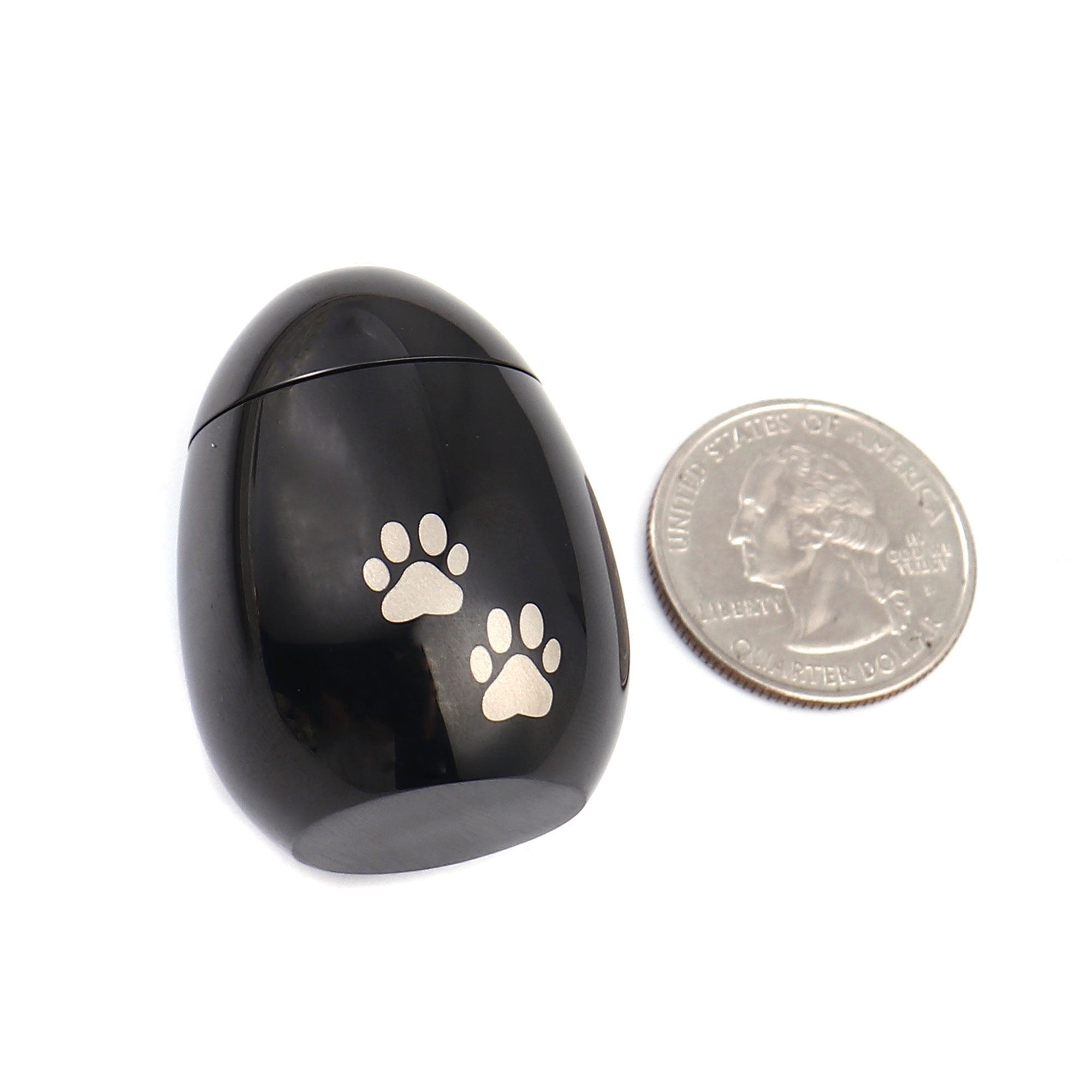 Mini Waterproof Stainless Steel Small Black Pet Cremation Urn for Ashes Holder Handcrafted Paw Print Memorial Dog Ash Container Keepsake with Free Gift Pouch