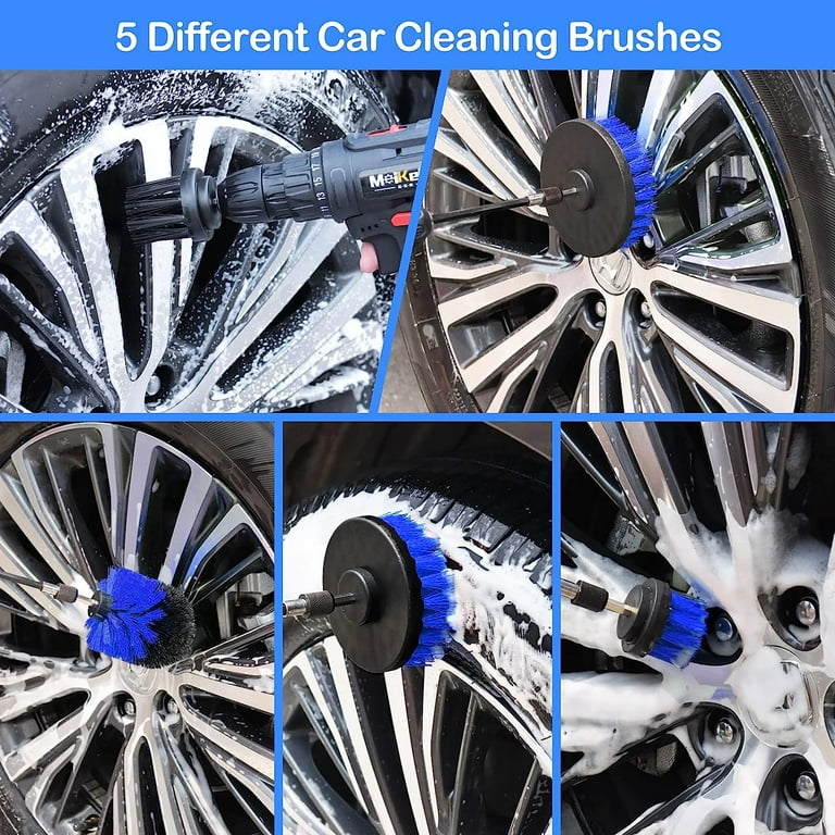 XCVBDE 24pcs Car Detailing Kit, Car Detailing Brush Set, Auto Detailing Drill Brush Set, Car Cleaning Detailing Brushes, Car Wash Kit, Car Cleaning
